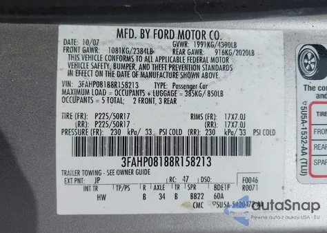 2008 Ford Fusion Sel from USA, damaged, VIN 3FAHP08188R158213